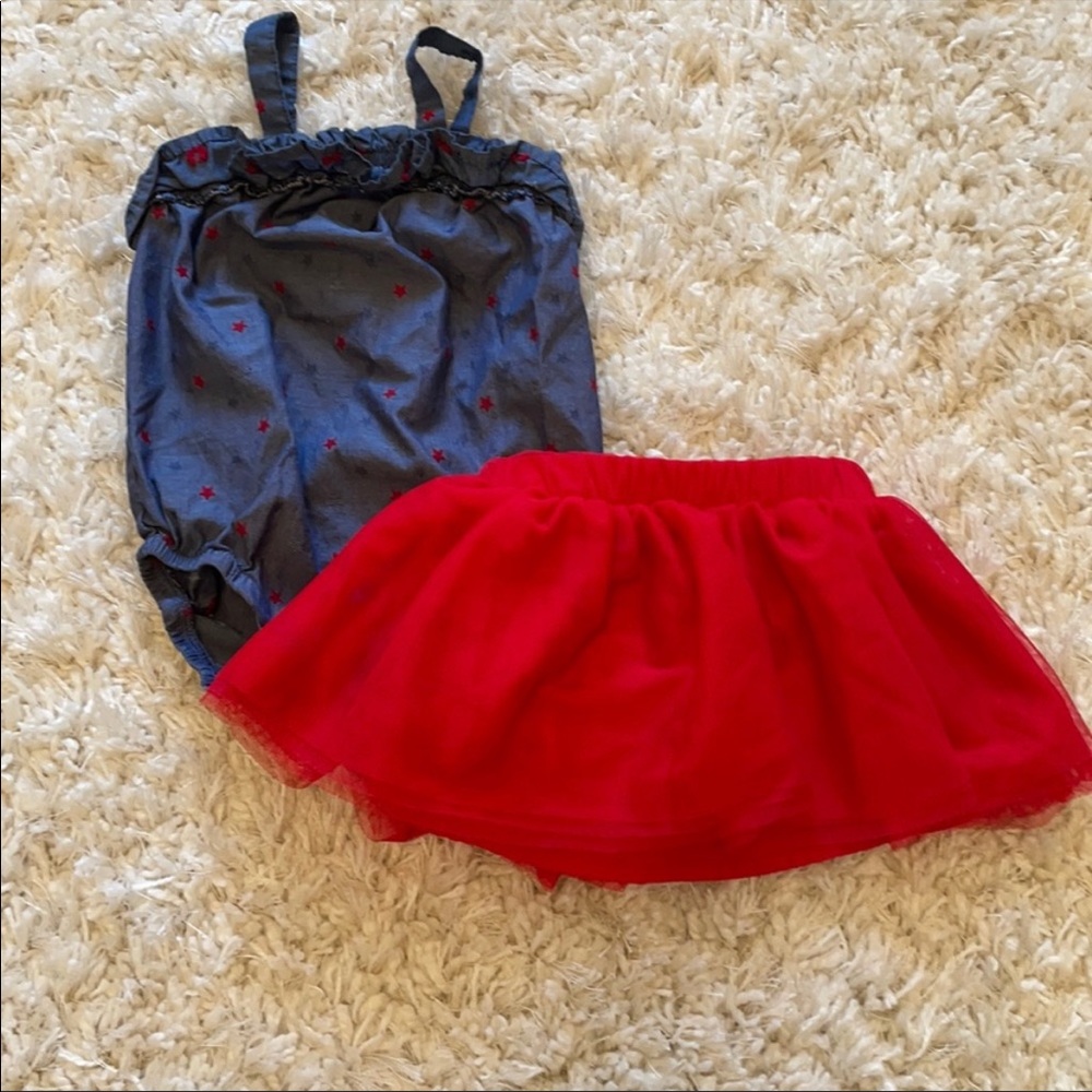 Baby Girls Cat and Jack stars romper and tutu! 4th of July, Memorial Day, etc!